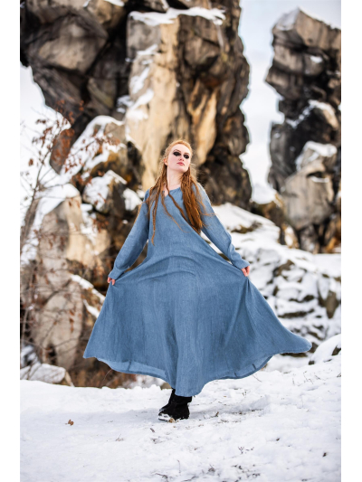 Trollfelsen Leonardo Carbone Leinen Kleid Anna Taubenblau _5_ Trollfelsen Leonardo Carbone Leinen Kleid Anna Taubenblau _5_